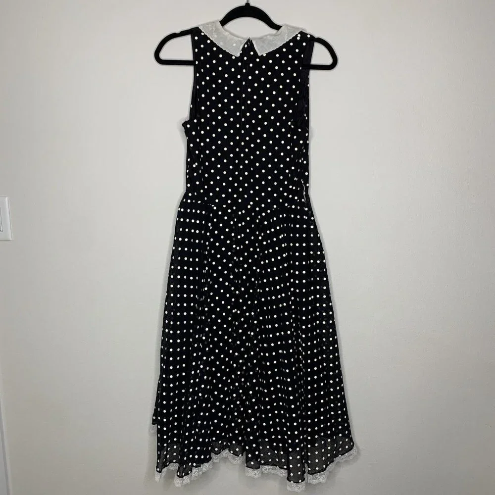 Candi Jones Calif Polka Dot Dress Womans Sz 11 Sleeveless Black & White Vintage - Picture 8 of 10